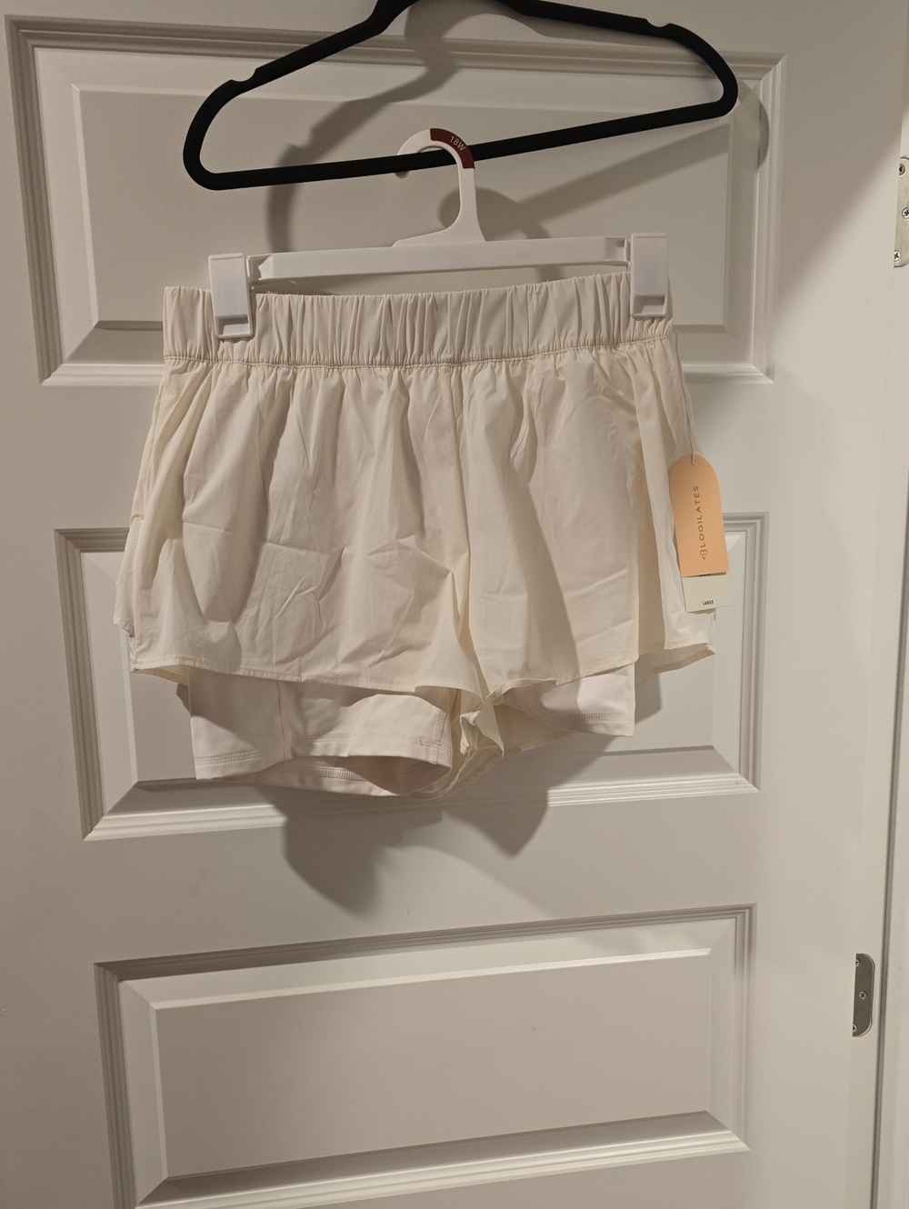 Women’s Layered Cream Athletic Shorts with Elastic Waist